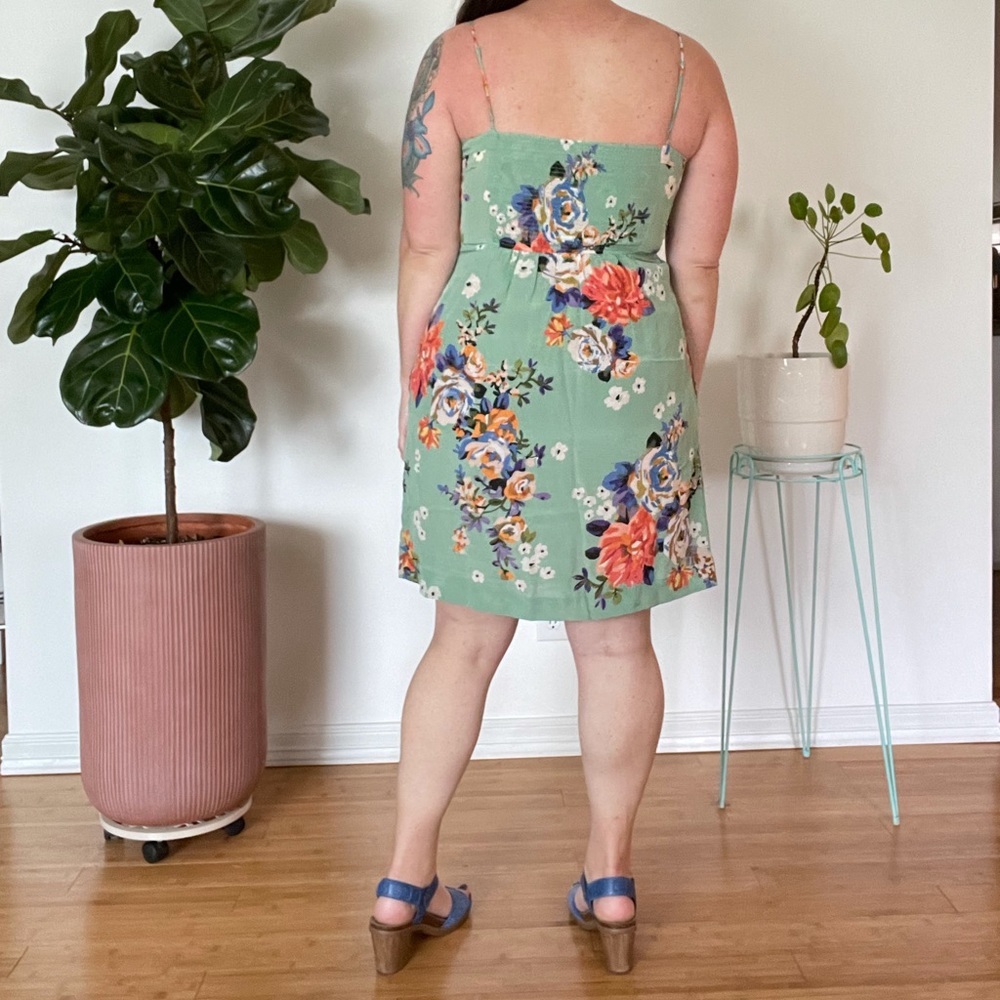 Anthropologie Botanical Silk Floral Slip Dress 14